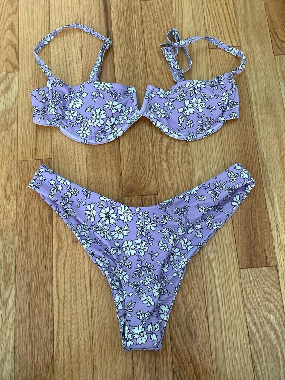 SHEIN Lavender Floral Underwire Bikini Set